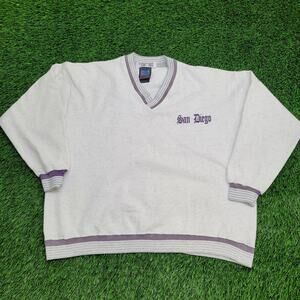 Vintage 90s San-Diego Ringer Sweatshirt 2XL 26x26 Boxy Gray